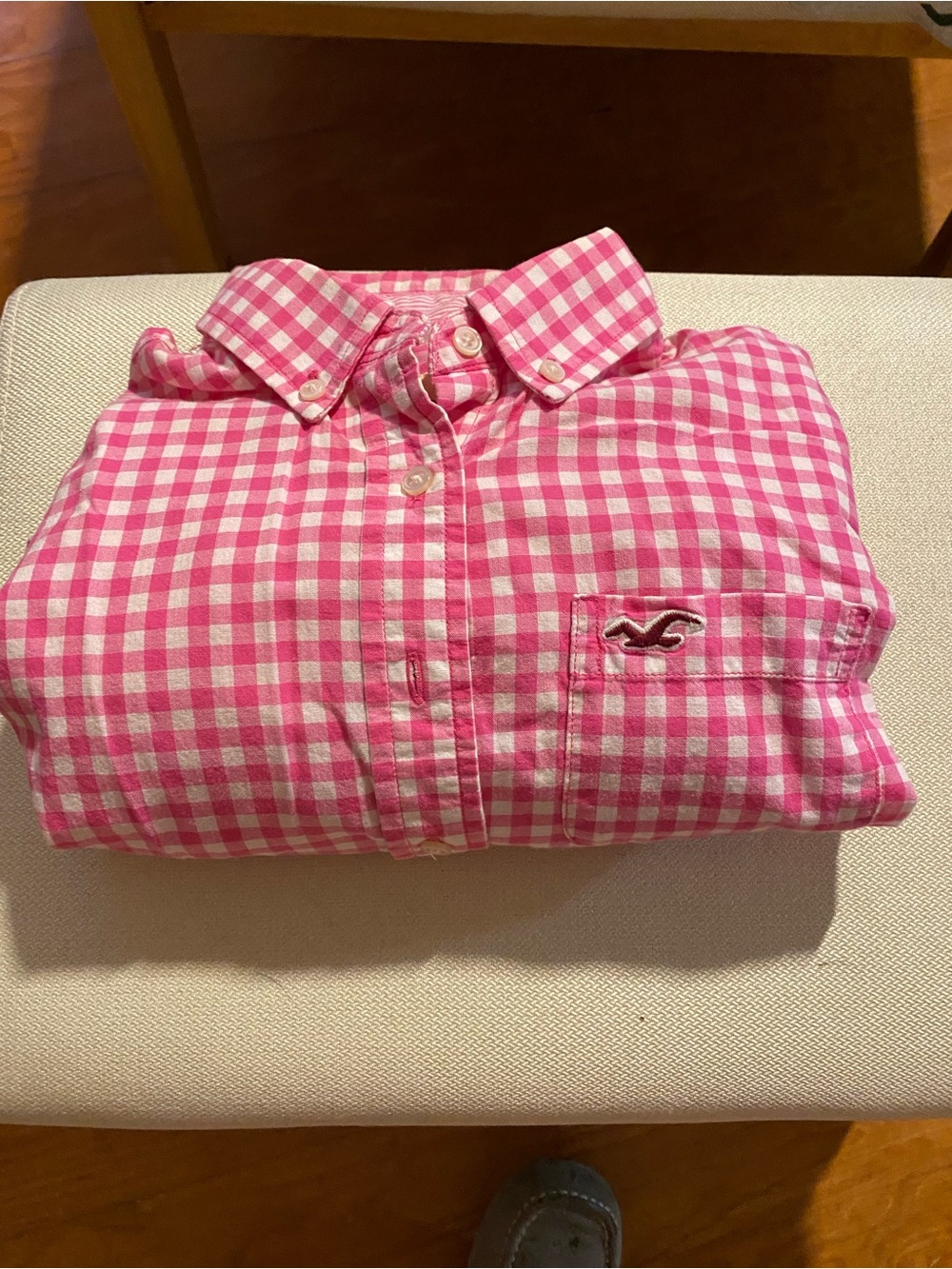Hollister Pink Gingham Button-Down Shirt